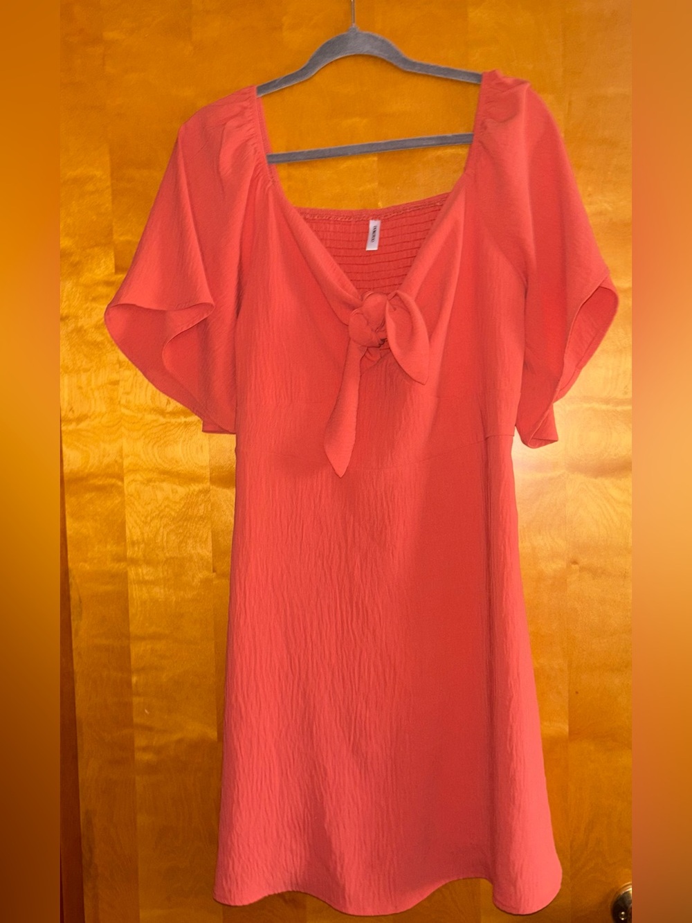 Women’s Coral Tie-Front Dress Top
